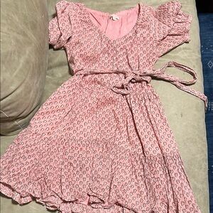 Pink Chicken Pink Floral Tie-Waist Casual Dress